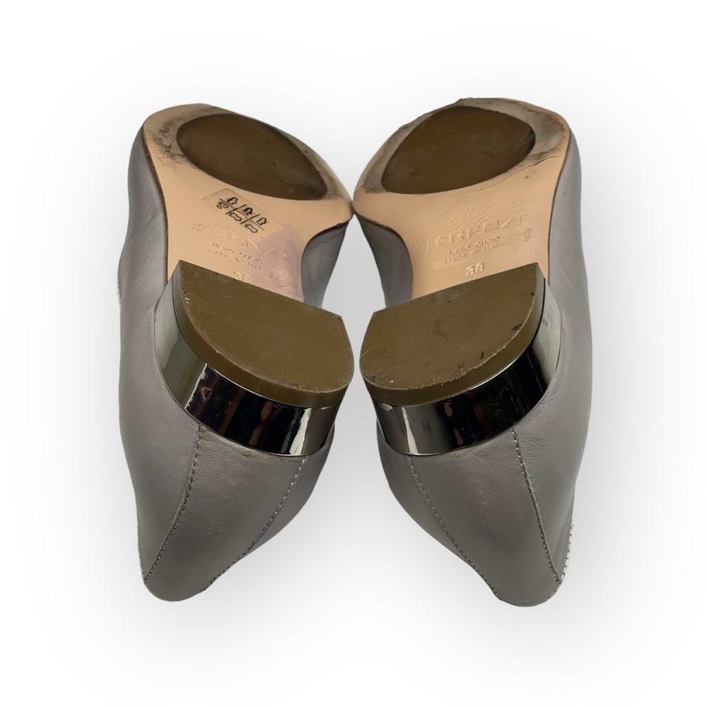 R & Renzi ❁ Mirror Peep Toe Flats with Camellia ❁ Silver Graphite ❁ 38 7.5M 8M ❁ - Picture 11 of 16